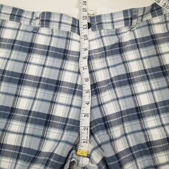 Dockers Mens 38 Blue White  Plaid Checker Zip Up Shorts 19" Pockets Belt Loops - Picture 11 of 14